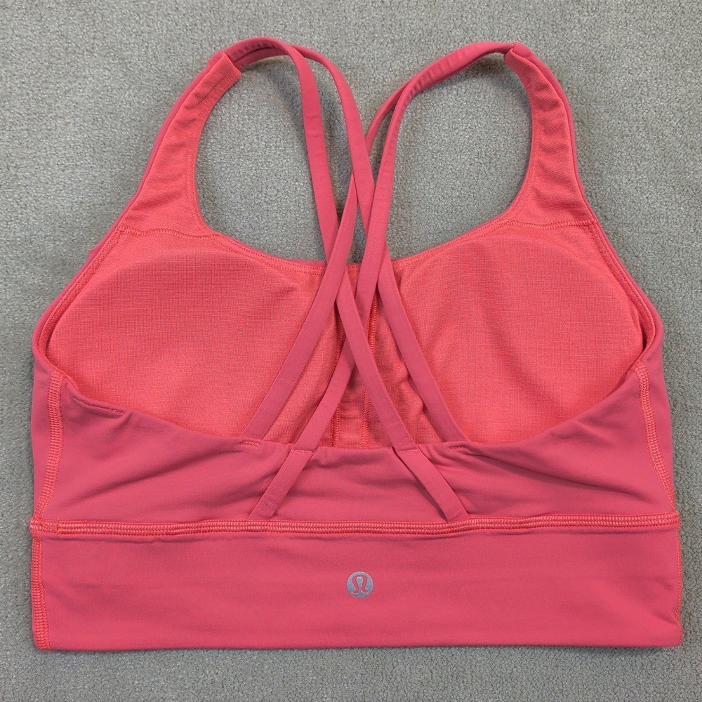Lululemon Energy Bra Longline Women 6 Pink Strappy Yoga Gym Workout LW2EB9S.02